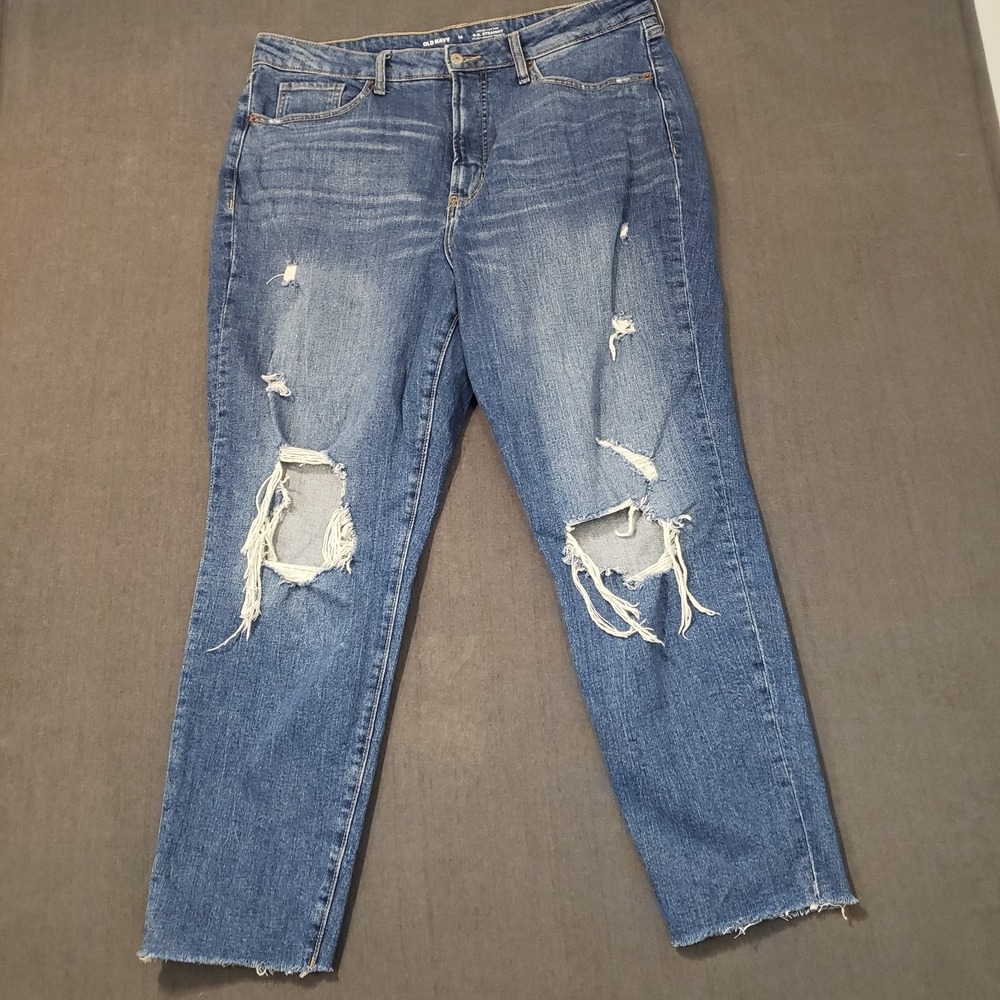 Old Navy Jeans Womens‎ Size 16 O.G Straight Higher High Rise Distressed Raw Hem